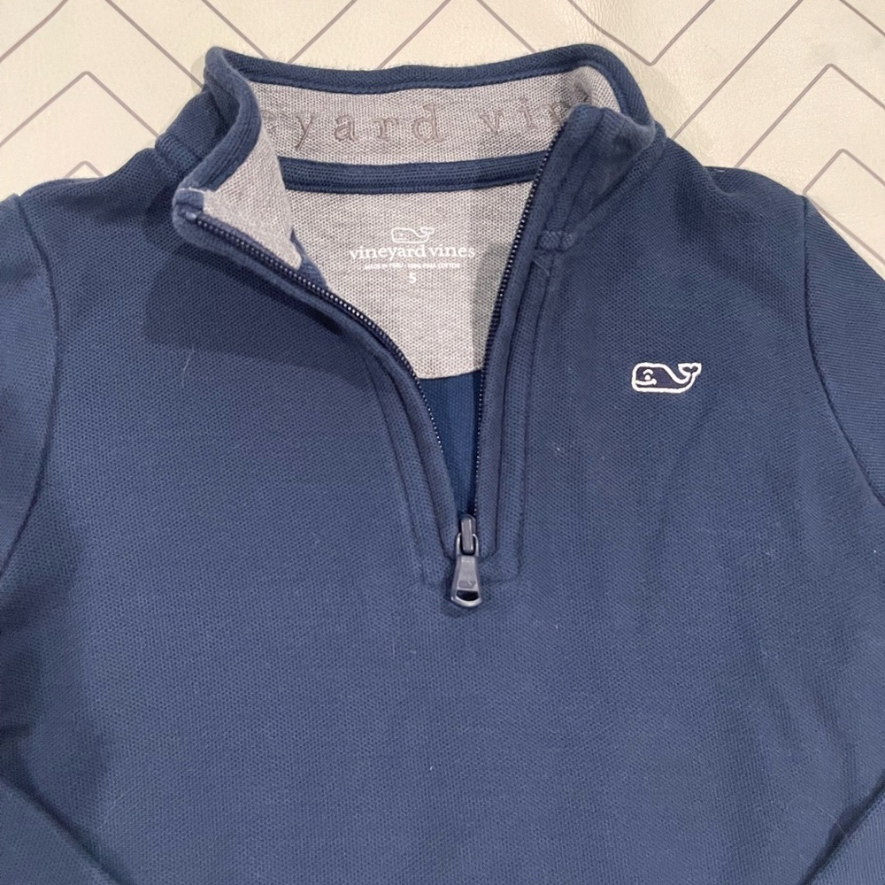 Vineyard Vines Navy Quarter Zip Pullover - Picture 3 of 10